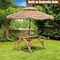 Wooden 2-in-1 Picnic Table Bench with Umbrella Hole, Convertible Design